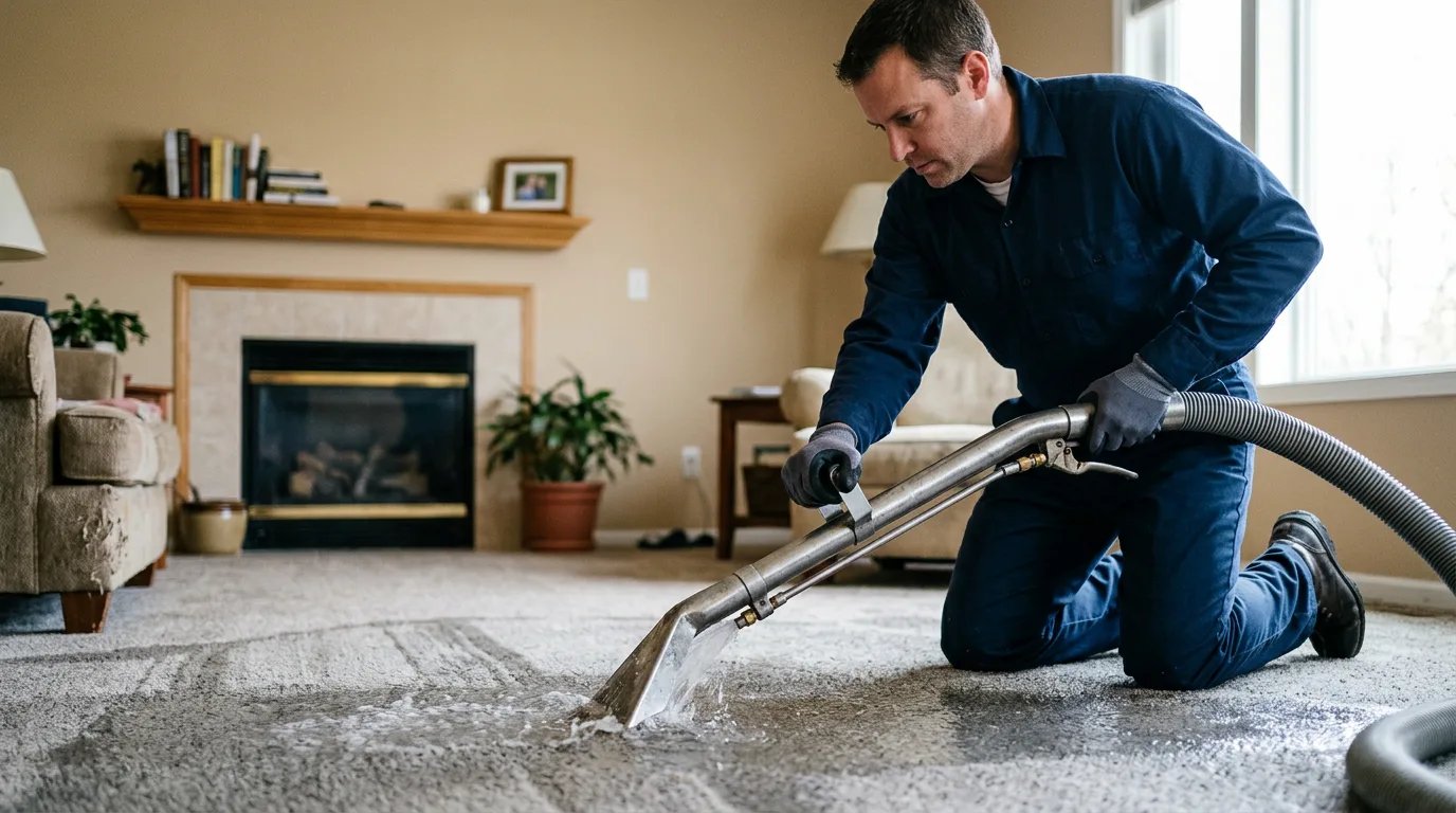 Water damage restoration technician working near Hunter, AR